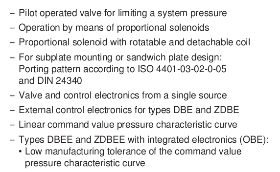 جدول مشخصات شیر پروپورشنال (Z)DBE and (Z)DBEE